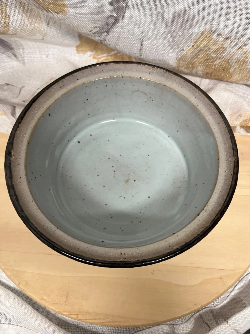 Handmade John Shedd American Ceramic Serving Bowl in Cream and Blue